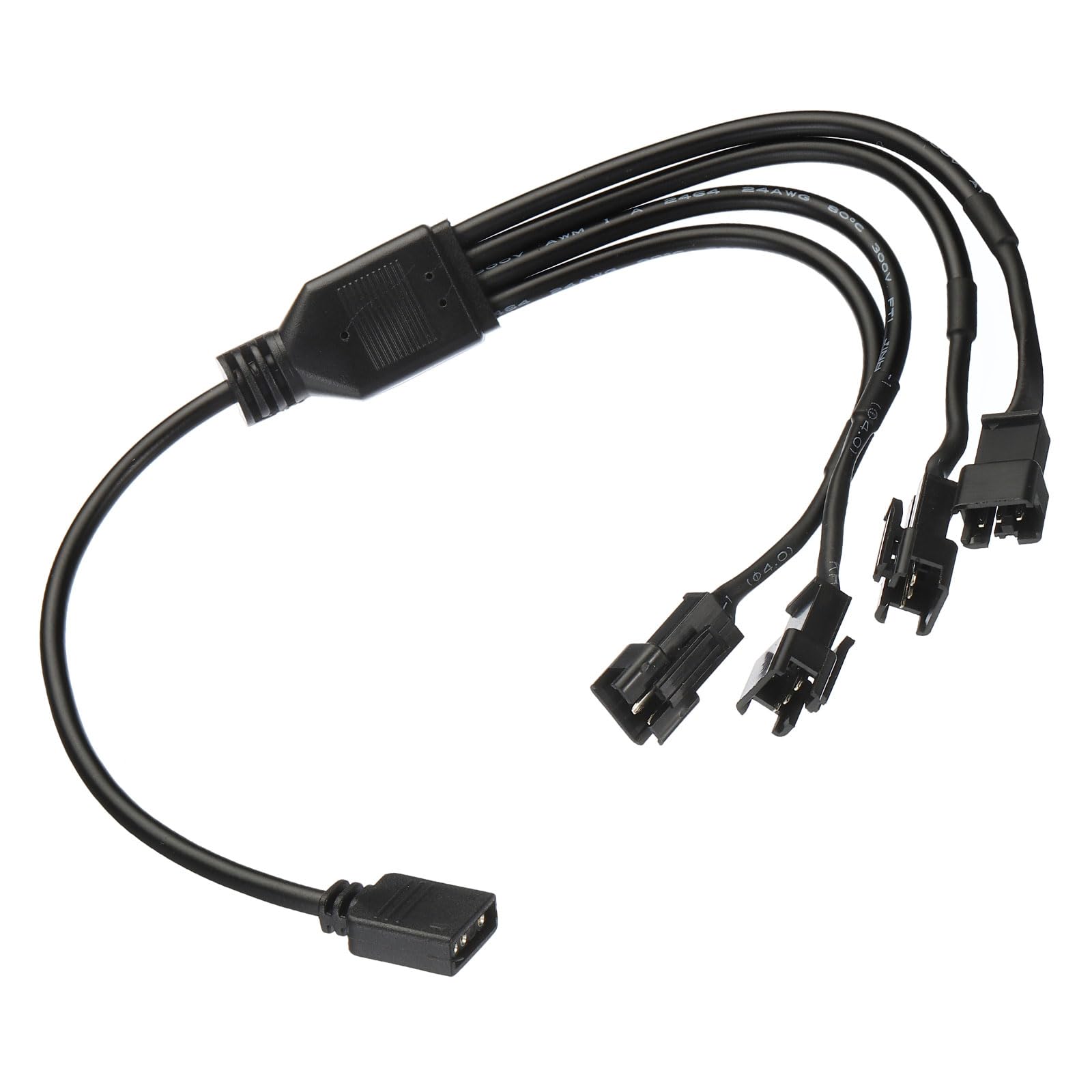 MECCANIXITY ARGB Splitter, 5V 3Pin to SM 3Pin Male Extension Cable Adapter Connector Addressable for PC Fan Power Computer Chassis Motherboard, 1 to 4 Style