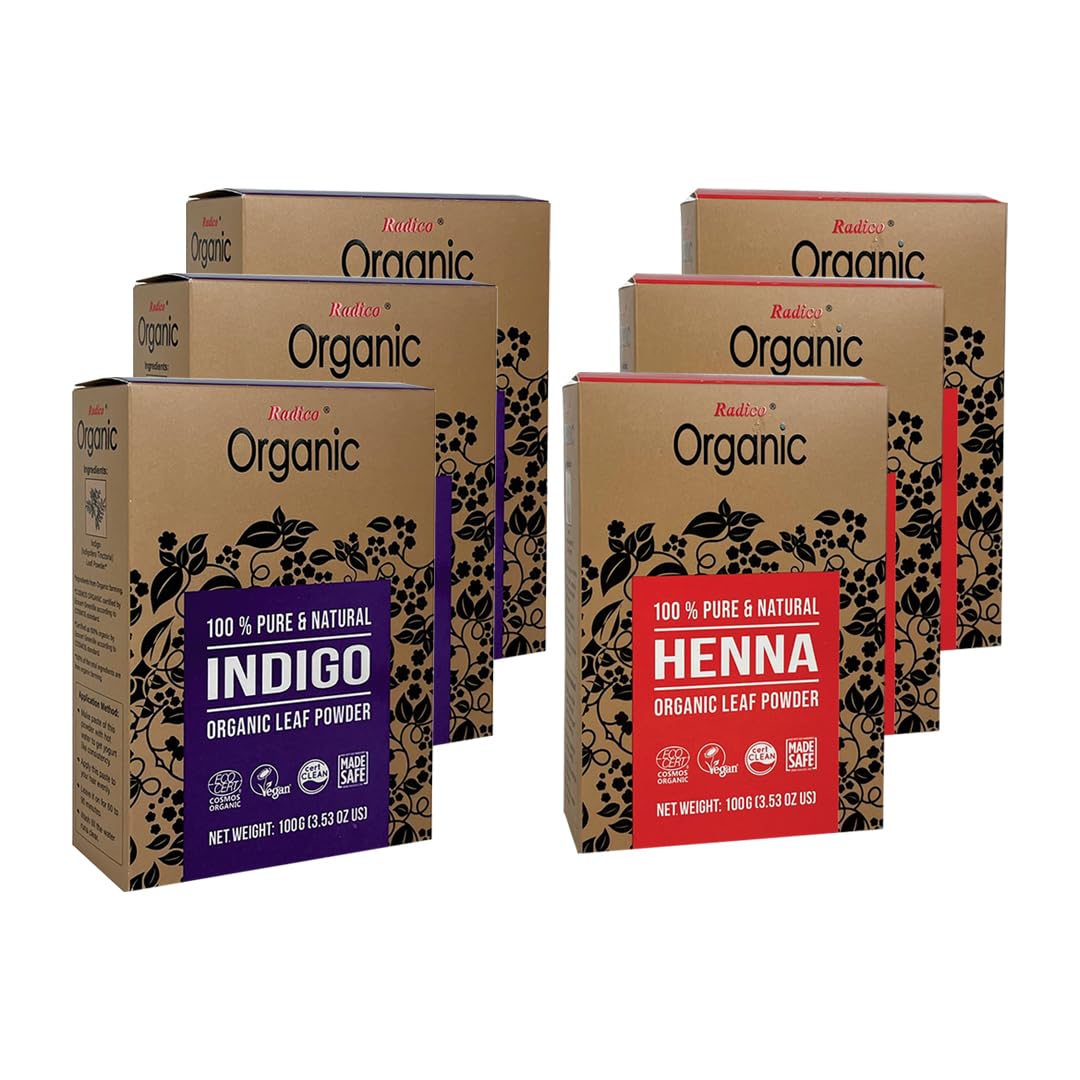 RADICO100% ORGANIC INDIGO LEAF POWDER+100% ORGANIC HENNA POWDER