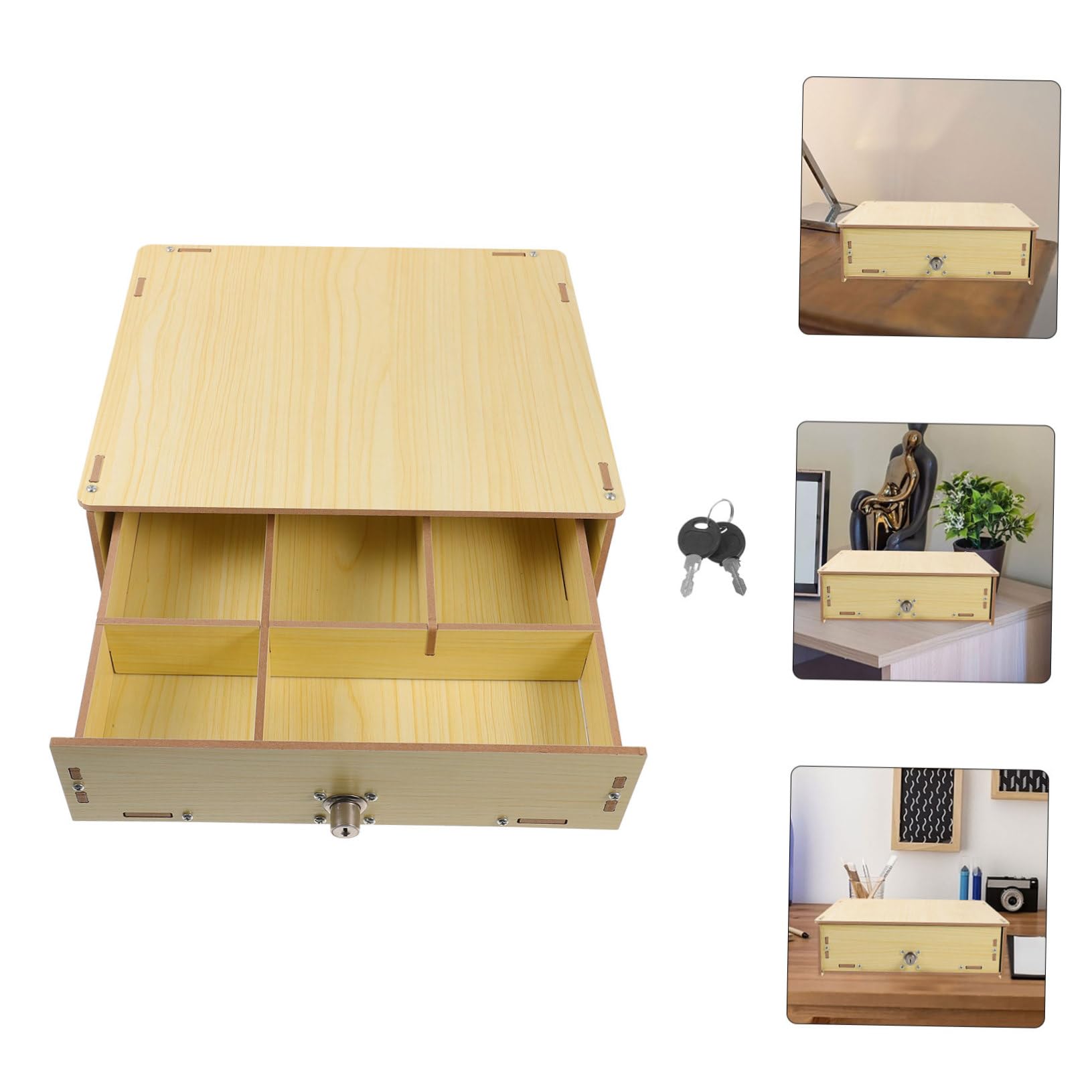 Amazon.co.jp: VILLCASE 木製キャッシュドロワートレイ 多機能マルチ