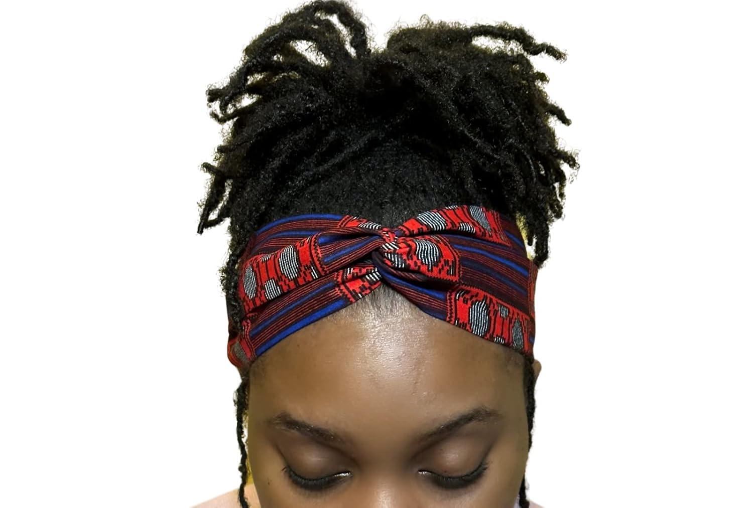 African Print Turban Headband - Black, Satin Lined Headband, Natural Hair Accessory, Afrocentric Headband, Adjustable Headband