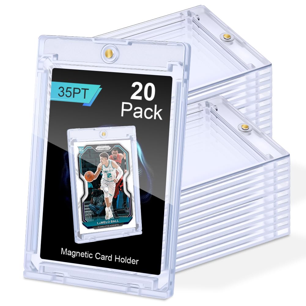 AOOHA 35PT Magnetic Card Holder,20PCS Clear Magnetic Trading Card Holder One Touch,Storage Case,Display and Storage for Standard Sport/Game/Trading Cards