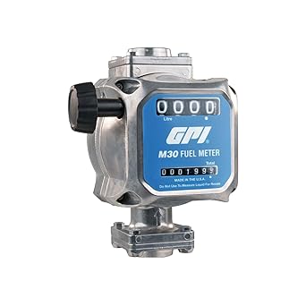 GPI - M30 Modular Mechanical Fuel Meter in litres, 19 to 114 Litre/min, 3/4" NPT Inlet/Outlet 165100-04