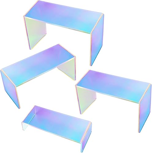 Vista 9 de ELEGANTLIFE Elevador de exhibición de acrílico, soporte de exhibición de cristal resistente de 0.169 in, estético en capas, estantes de exhibición