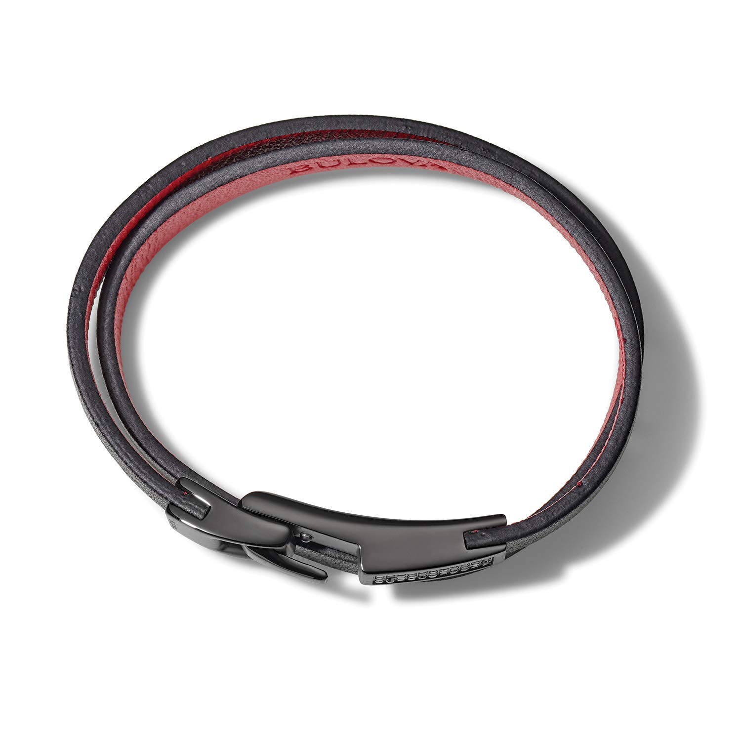 Bulova Men's Latin Grammy Wrap Bracelet - Black Leather With Black Diamonds - View #13
