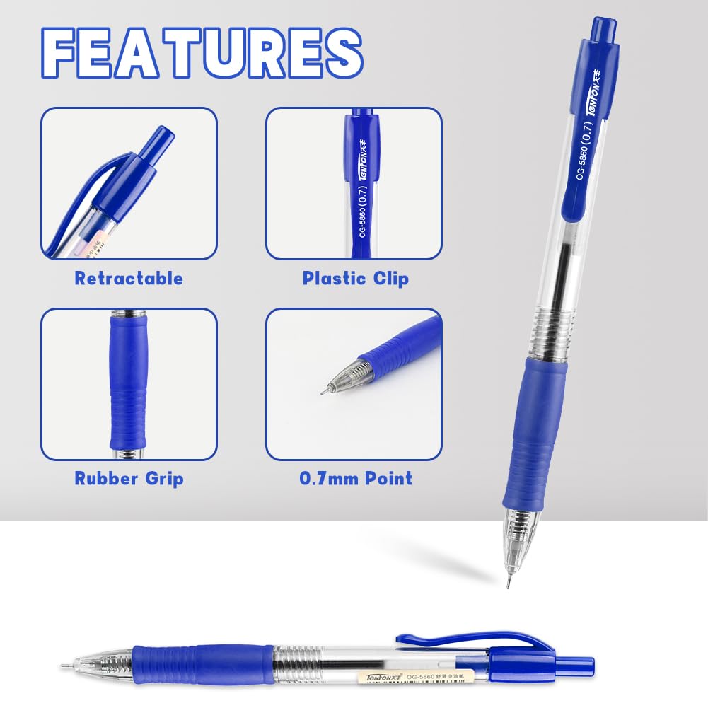 OFFCUP Ballpoint Pens, 12pcs Retractable Rollerball Pens - Image 3