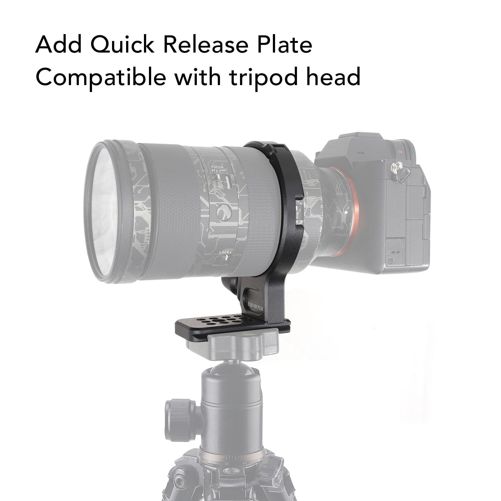 Tripod Collar Mount Ring for 28-105mm F2.8 Arca Interface, Quick Release Plate, Precision Fit for Stable Filming