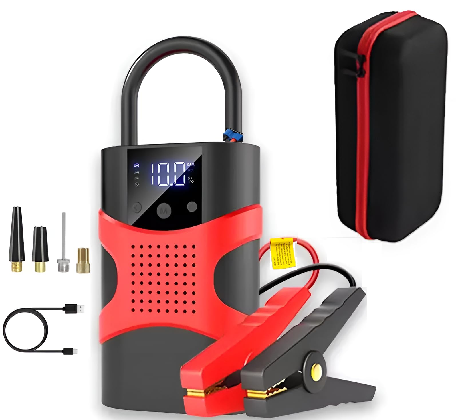 Car Jump Starter with Tyre Inflator for 6.0L Petrol & 3.0L Diesel Engines, 1000A Peak Current, Portable Wireless Jump Starter with Air Compressor, 8000mAh Battery, 150 PSI Digital Tire Pump