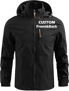 KENSBUY Mens Waterproof Rain Jacket Add Your Design, Outdoor