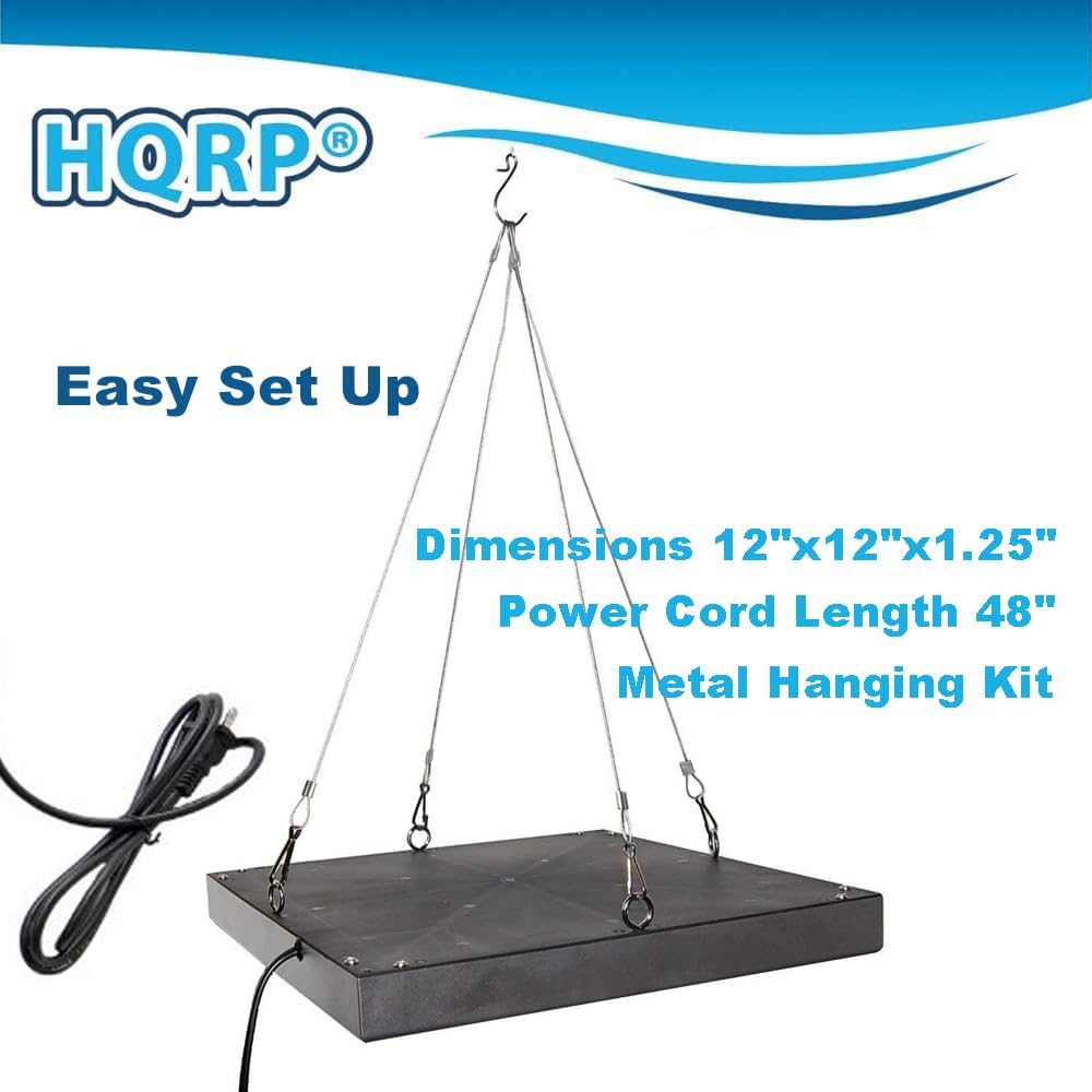 HQRP 660 nm 14W 225 LED Pure Red Grow Light Panel for Growing Flowers Orchids, Bonsai, Hibiscus, Saffrons + Hanging Kit