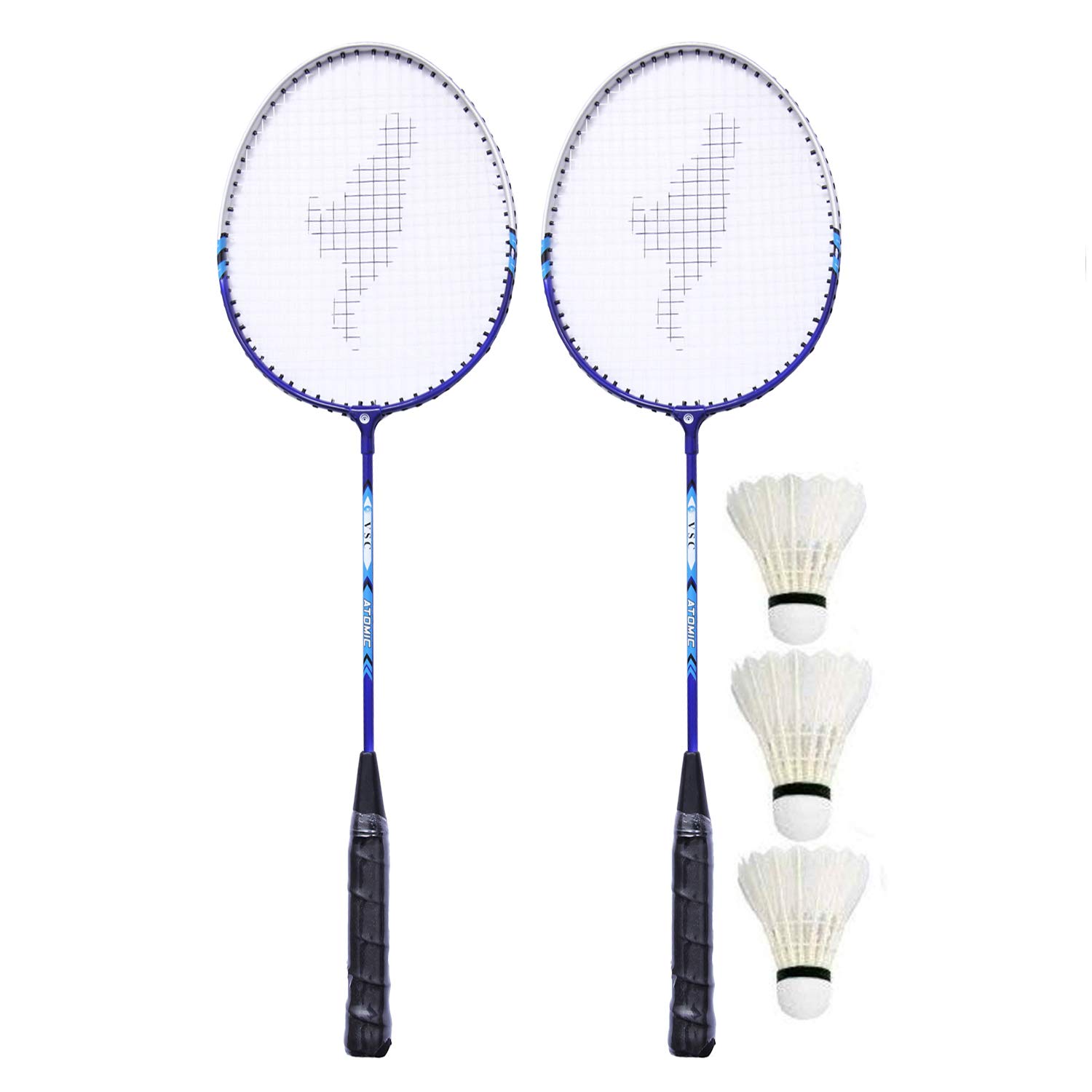 GRS® GRQ15 Aluminium Badminton-Racket, Set of 2 & 3 Pcs of Shuttle Cock