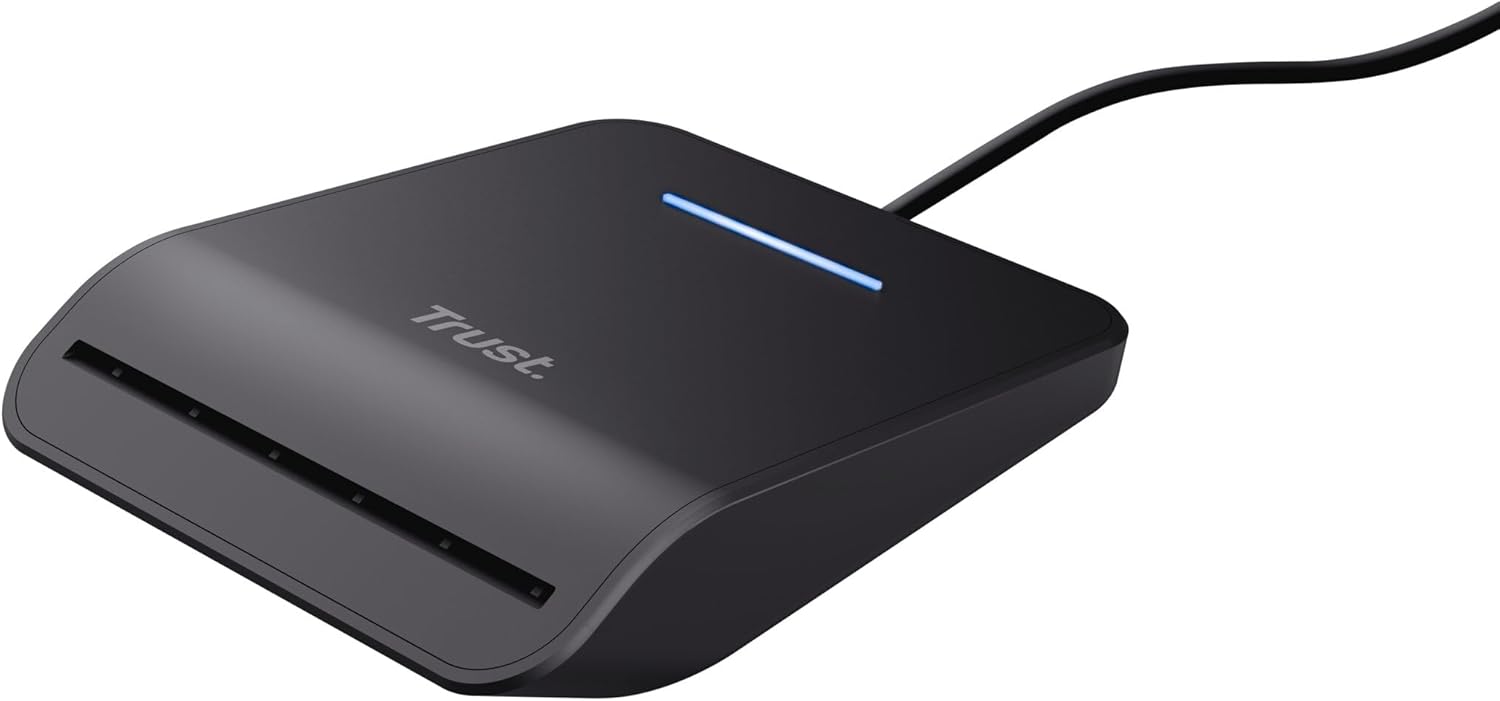 Trust Primo USB-C Smart ID Card Reader DNI, FIPS 201 / TAA and ISO 7816 Class A/B/C Compliant, 100cm Cable, Secure Login, USB Card Reader Compatible with Windows/Mac, Personal Identification