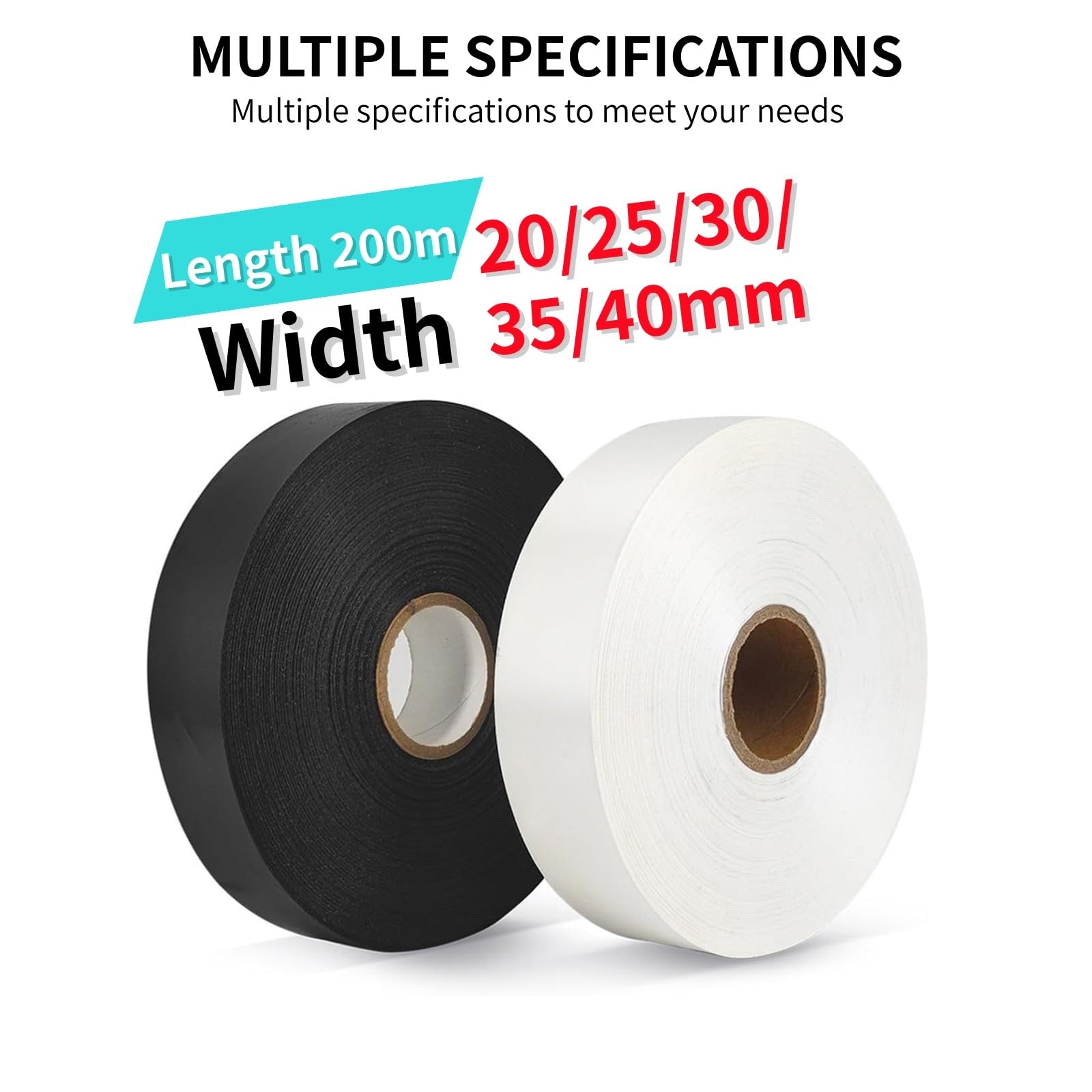 2 Cintas de satén de 200 m para impresoras de Cinta, 20/25/30/35/40 mm, Cinta de poliéster, para Envolver Regalos, Regalos de Fiesta, Baby Shower y decoración Floral. 40mm×200m-White