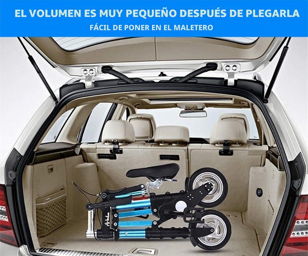 Mini Bicicleta Urbana con Sistema Plegado Rápido, Ruedas Aluminio 8 Pulgadas, Mini Bicicleta Portátil Ultraligera para Adultos C,8in
