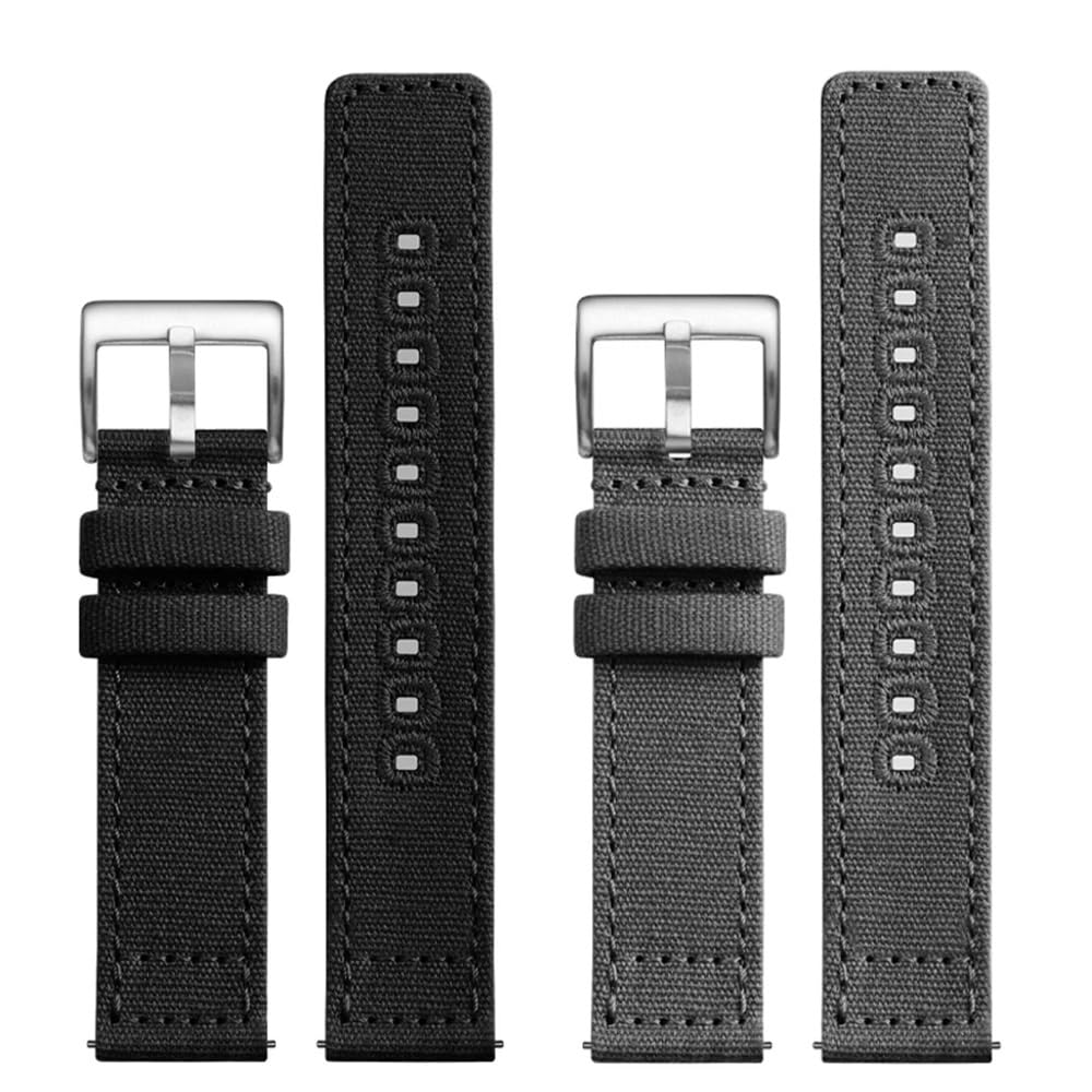 Cinghia di Orologio in Tela a Doppia Faccia con Accessori Traspiranti e Morbidi da 18 mm20 22 mm (BK Nero, 20 mm)