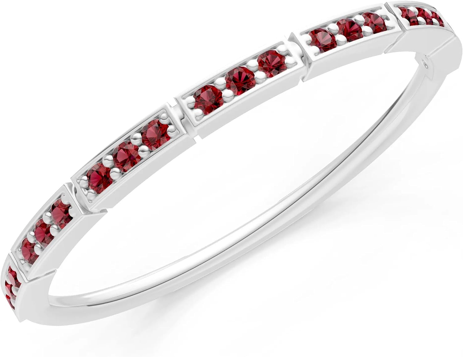 PEORA Round Cut Garnet Stackable Band Available in Solid 10K, 14K or 18K Ring – White, Yellow or Rose Gold