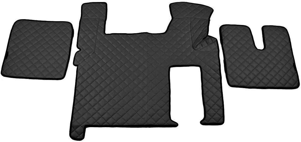 24/7Auto Black Eco leather floor mats + engine cover for MAN TGX 2010