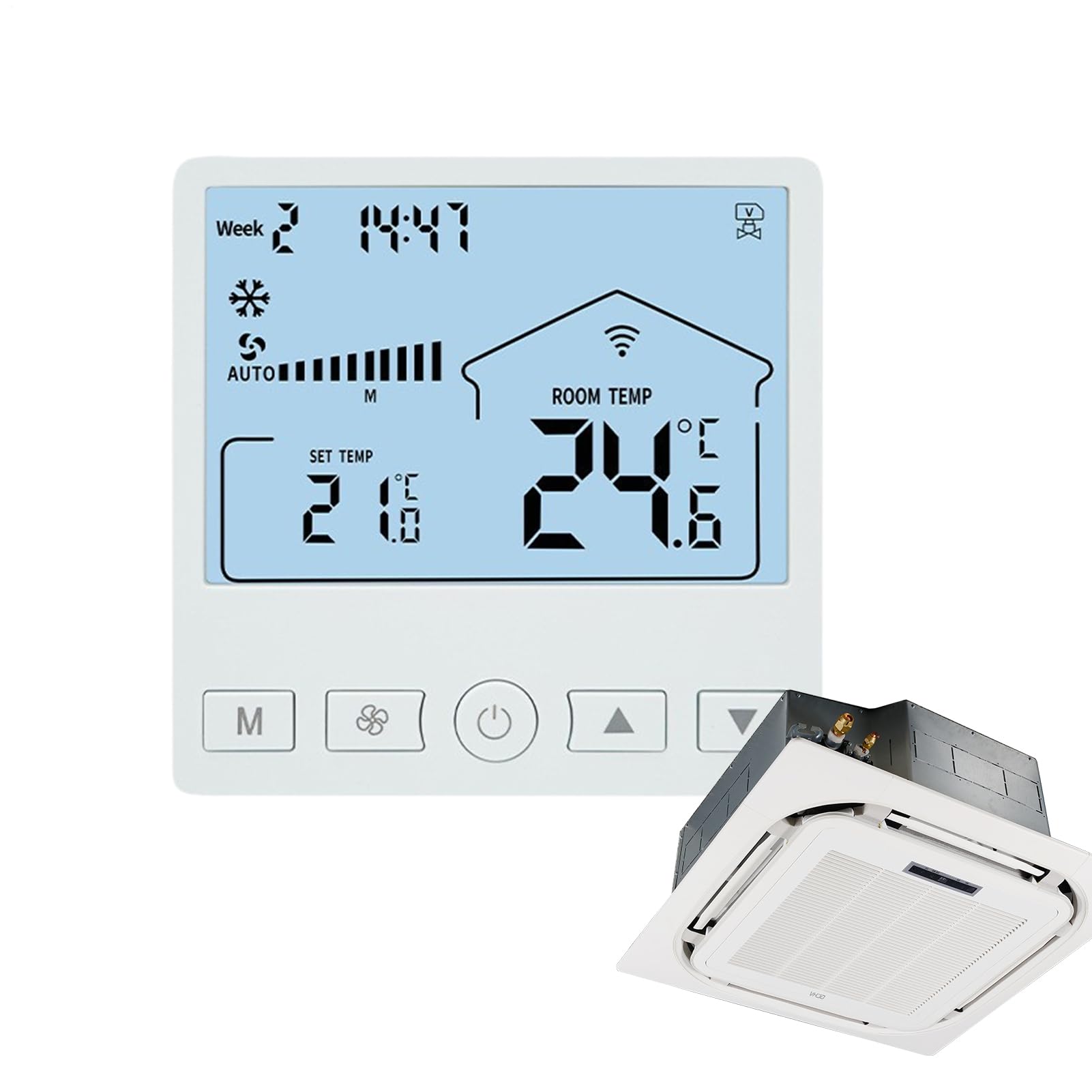 Termostato Inteligente, Termostato Para Aire Acondicionado Del Hogar, Panel De Precisión Con Eficiencia Energética Y Control De Velocidades Para Sótano Cocina Autocaravana Salón