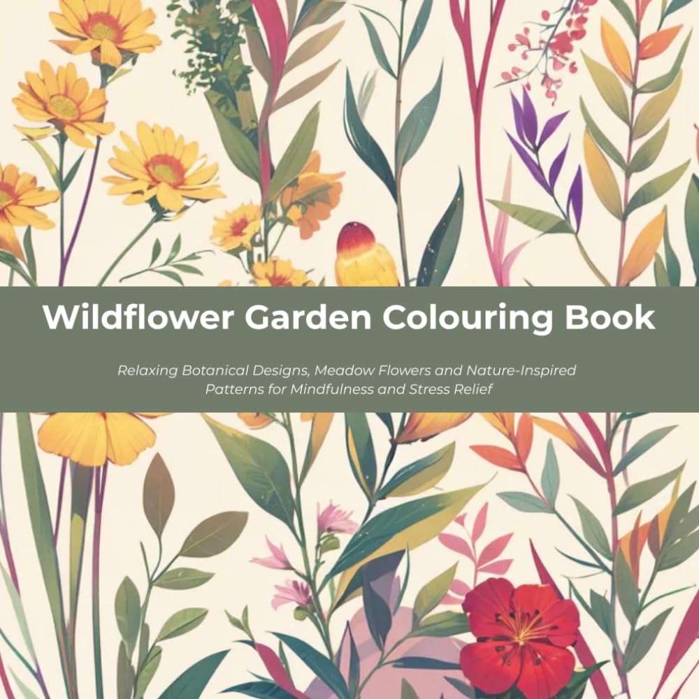 Wildflower Garden Colouring Book: Relaxing Botanical Designs, Meadow Flowers and Nature-Inspired Patterns for Mindfulness and Stress Relief (Garden Escape Colouring Book Series)