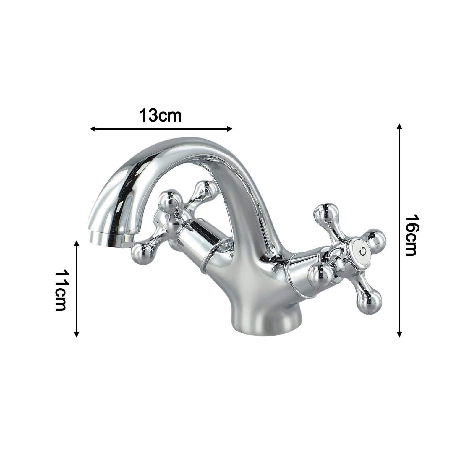 FUBESK Grifo de lavabo giratorio vintage de doble manija para baño para agua caliente y fría, grifo de latón con acabado cromado/dorado/bronce/negro