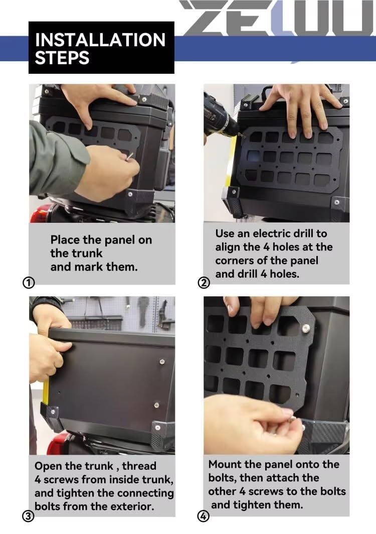 Sac à Outils Moto Organiseur De Coffre Latéral Universel Rangement Modulaire Panneau Molle Moto pour Rangement De Coffre Alliage D'aluminium Étanche Tactique Sacoches de Moto(2pcs Aluminum)