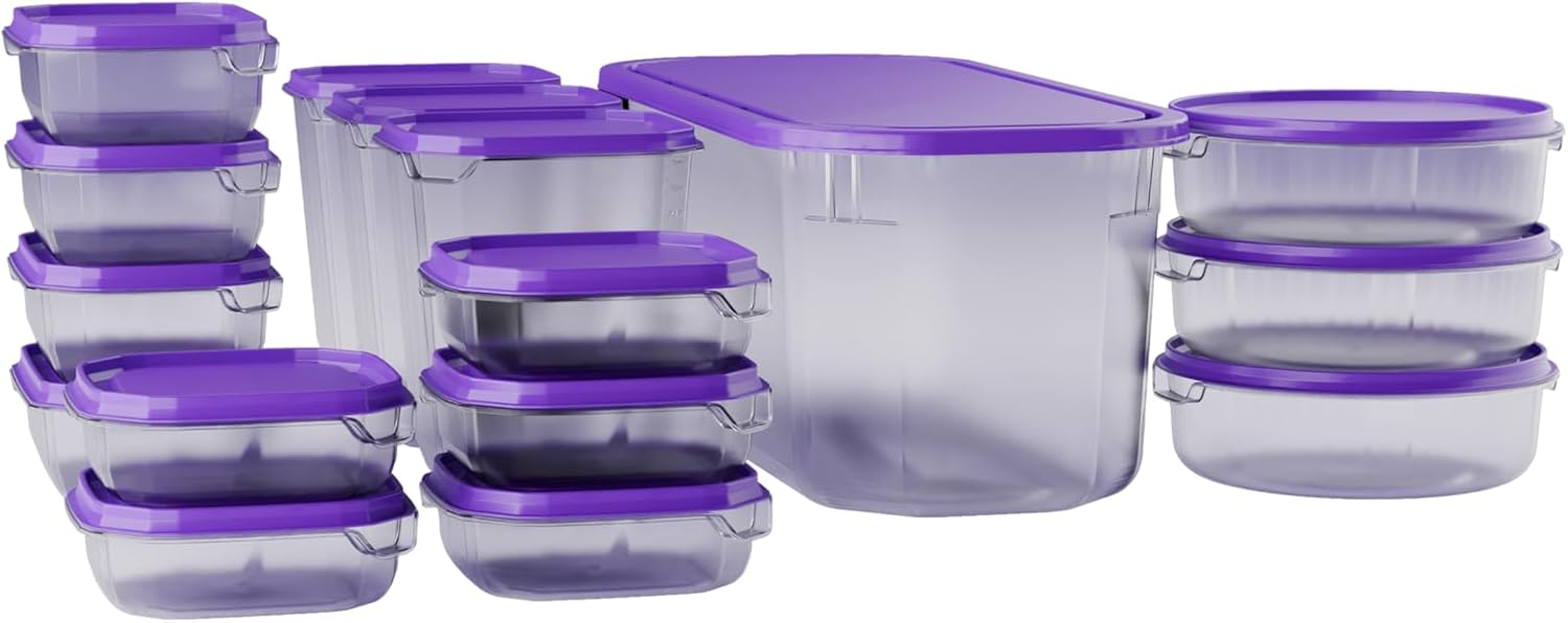 17 Piece Food Storage Containers with Lids – BPA Free Plastic Kitchen & Fridge Organiser Set, Microwave, Freezer & Dishwasher Safe, Reusable Storage Boxes (160ml–5000ml)
