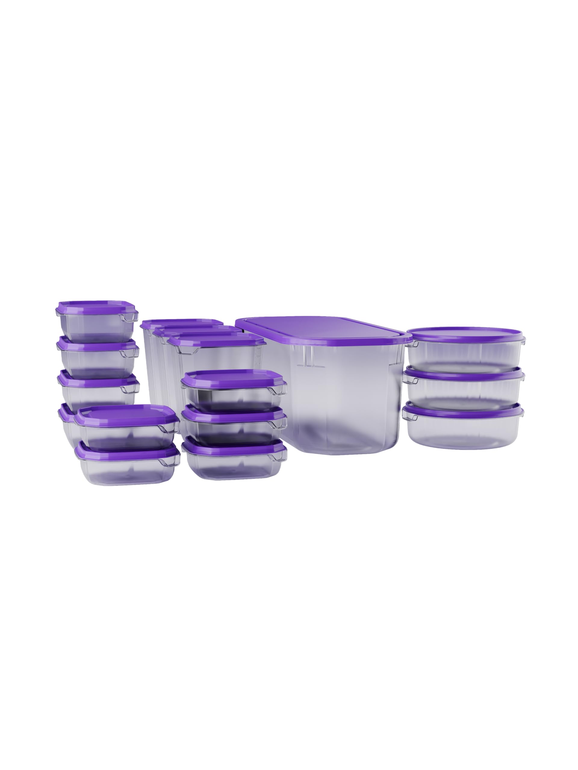 nestive home 17 Piece Food Storage Containers with Lids – BPA Free Plastic Kitchen & Fridge Organiser Set, Microwave, Freezer & Dishwasher Safe, Reusable Storage Boxes (160ml–5000ml)