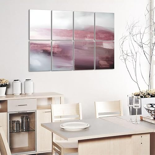 Miniatura 4 de Paneles de pared acústicos insonorizados rosa y gris, pintura de arte abstracto, arte moderno, autoadhesivos, paneles acústicos, reducen la