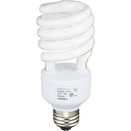 Amazon オーム電機 電球形蛍光灯 エコデンキュウ スパイラル形 E26 100形相当 電球色 品番 06 0277 Efd25el 18 Sp オーム電機 電球形蛍光灯 通販