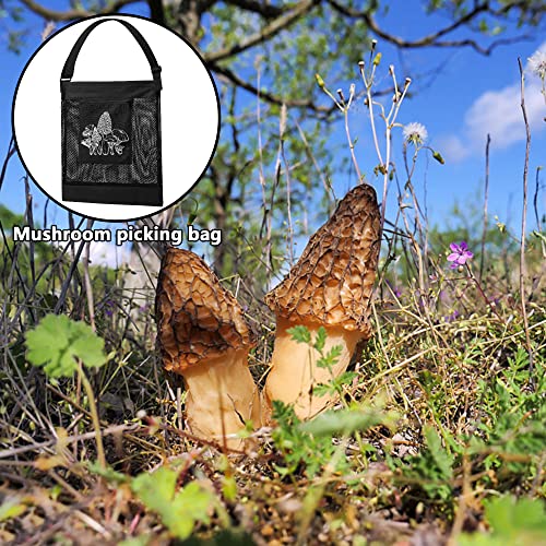 2Pcs Mushroom Hunting Bag,Mesh Pouch Harvesting Bag, Mushroom Foraging Bag, Outdoor Foraging Pouch For Mushroom,Fruit Picking (Black) #TOP5