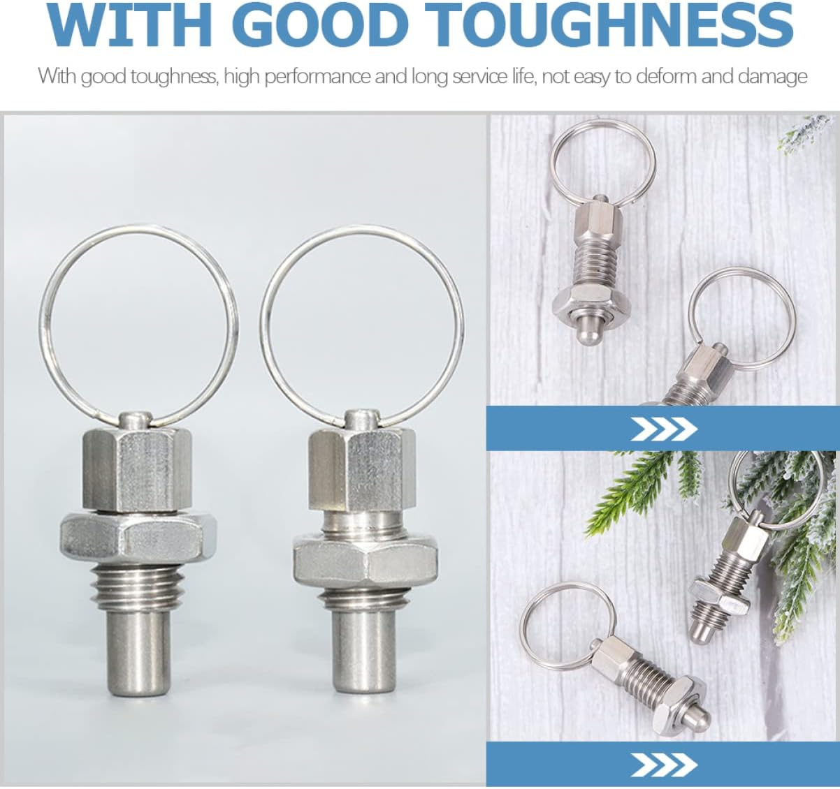 TEHAUX 4 Pcs Stainless Spring Loaded Plunger Non Lock- Out knob Plunger Spring pin Latch Steel Non Lock-