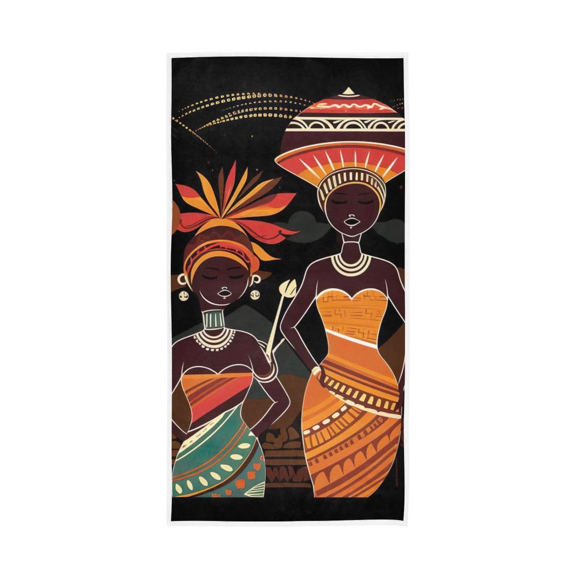 HUYGD African Women Carrying Food on Heads Hand Towels for Bathroom Clearance, Hand Towels for Bathroom, Travel, Camp, Hotel, Spa 15 x 30 Inches