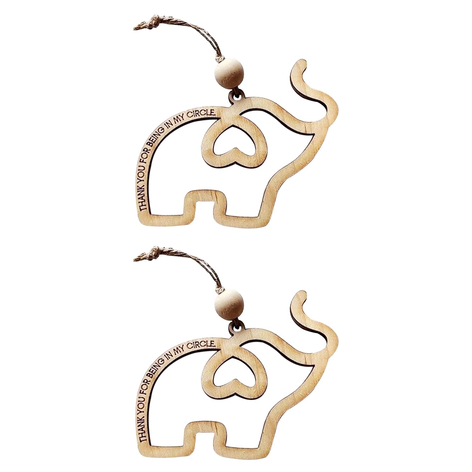 VEHYEGOI 2 Pieces Of Elephant Pendants, Wooden Elephant Ornaments, Hollow Animal Pendants, Friendship Gifts, Craft Elephant Pendants