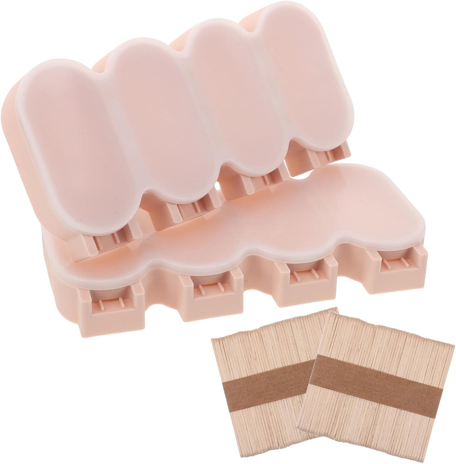 DIY Ice Cream Silicone Mold Set with Sticks 2 Sets Pink Food-grade Silicone Ice Lollipop Molds for Family Homemade Treats and Party Fun