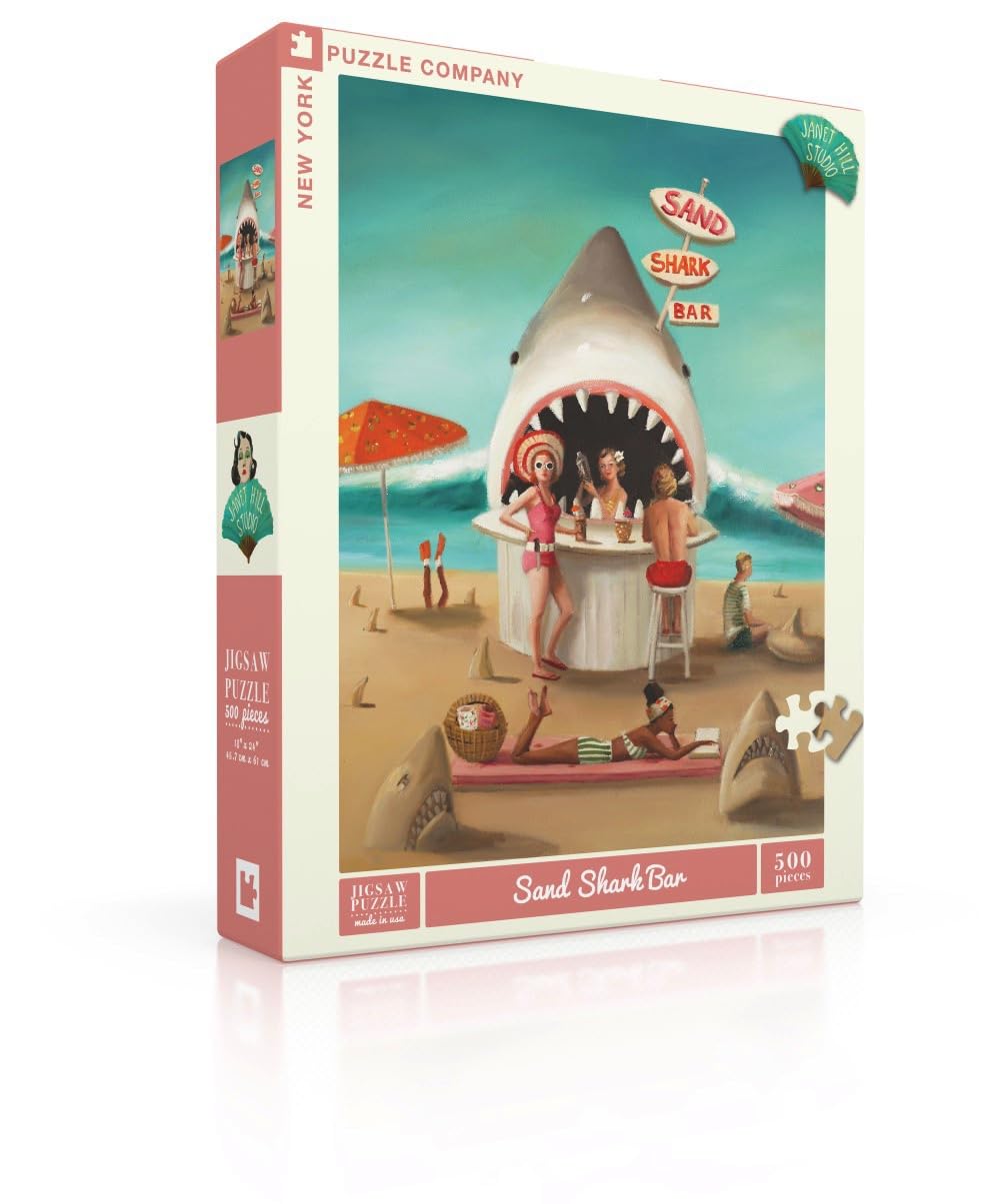 New York Puzzle Company - Janet Hill Sand Shark Bar - 500 Piece Jigsaw Puzzle for Family Game Nights by Janet Hill - Image 3