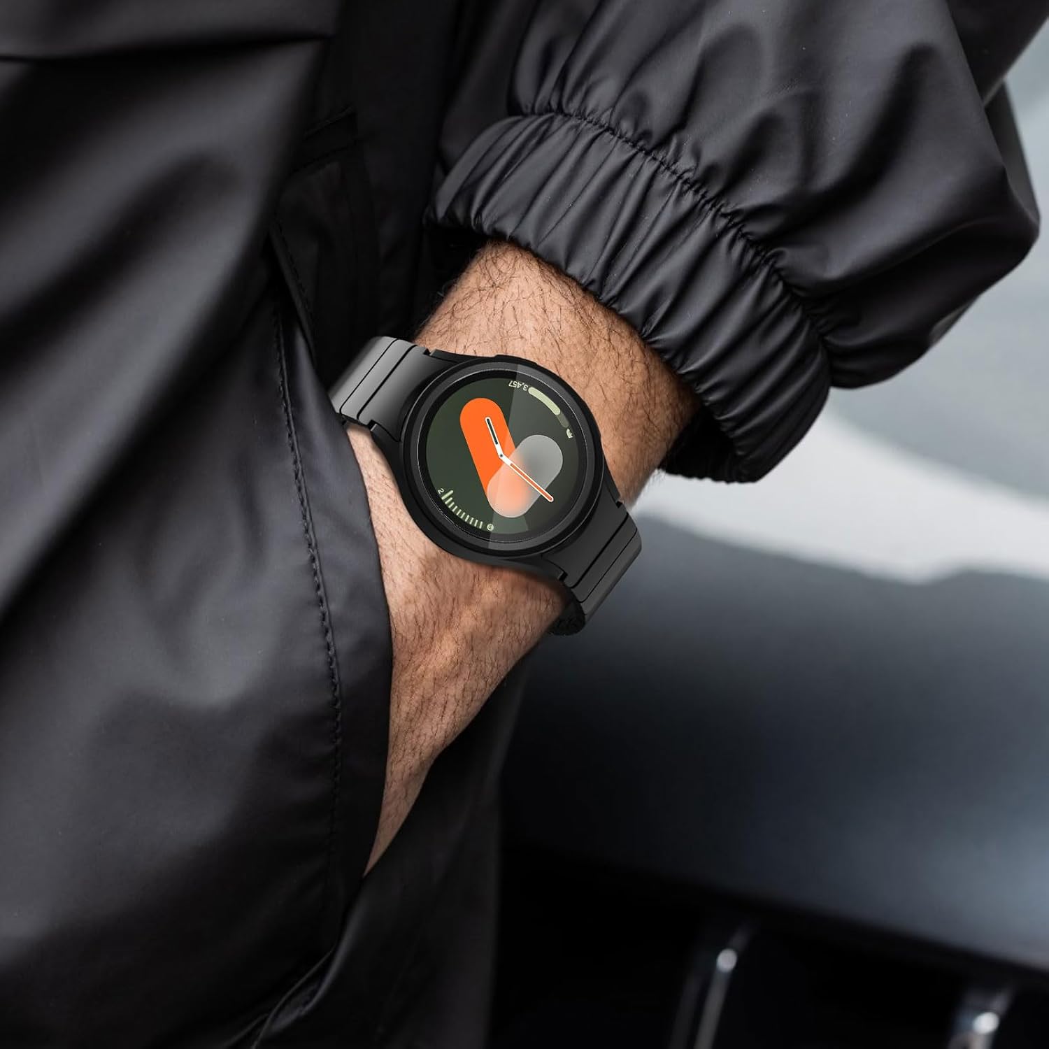 FULLIFE Compatible with Samsung Galaxy Watch 7 6 5 4 Band 40mm 44mm, Stainless Steel Metal with Magnetic Clasp No Gap Band Galaxy Watch 5 Pro/Classic 6/Classic 4/FE for Men 47mm 46mm 45mm, Black - Image 8