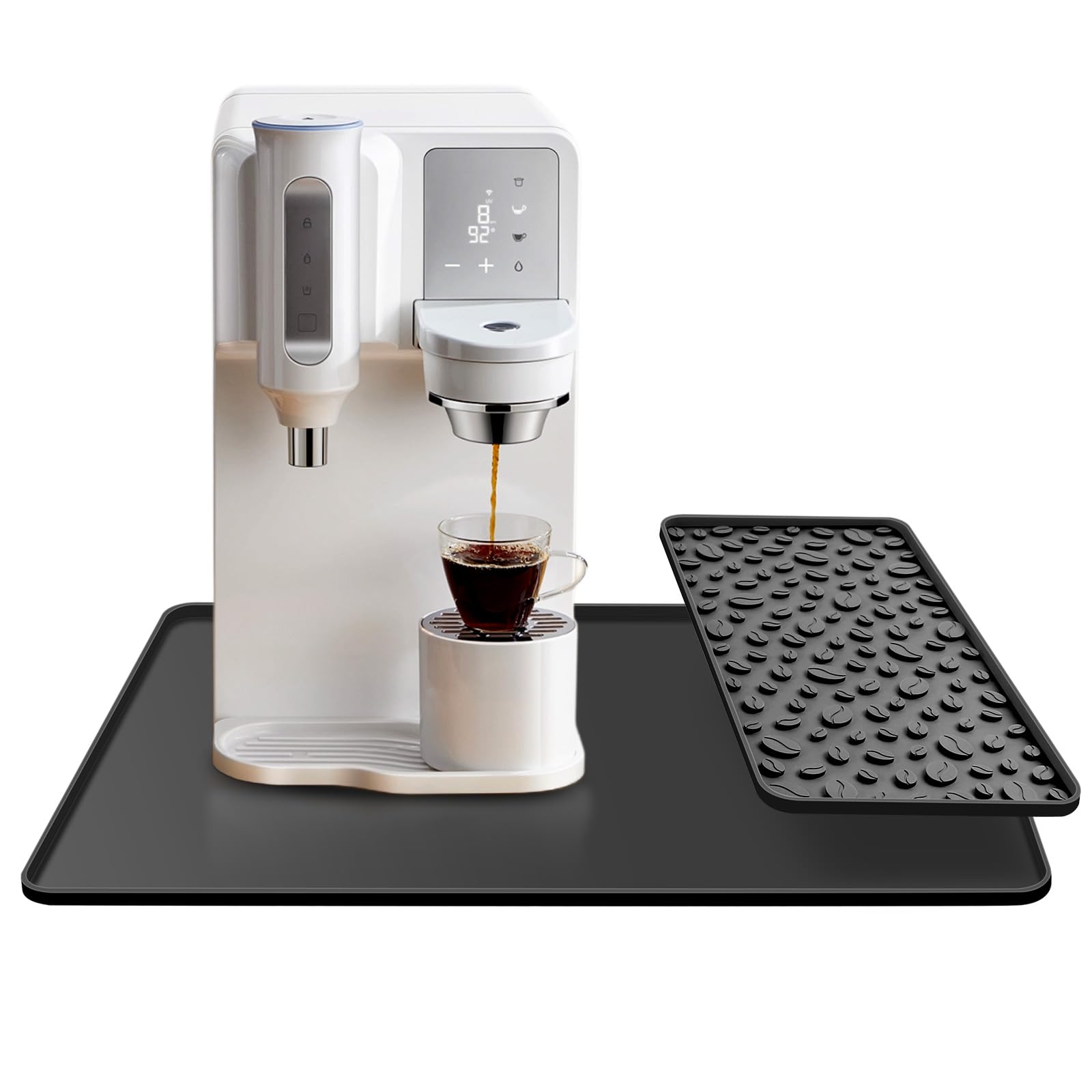 Tapete de silicona para barra de café de 24 x 16 pulgadas, antideslizante, resistente al calor, tapete de silicona desmontable par