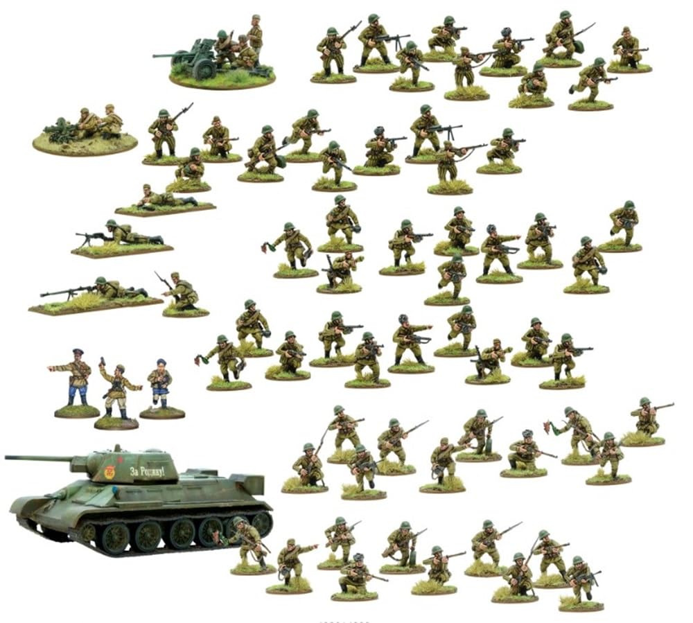 Wargames Delivered Miniaturas de acción de perno - Bolt Action - Juego de iniciación del ejército soviético de 1.102 in de la Segunda Guerra Mundial y modelos de tanque para juegos Wargames Delivered Miniaturas de acción de perno - Bolt Action - Juego de iniciación del ejército soviético de 1.102 in de la Segunda Guerra Mundial y modelos de tanque para juegos