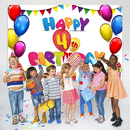 Hamigar 6X4Ft Happy 4Th Birthday Banner Backdrop - 4 Years Old Birthday Decorations Party Supplies For Girls Boys Kids - Colorful #TOP6