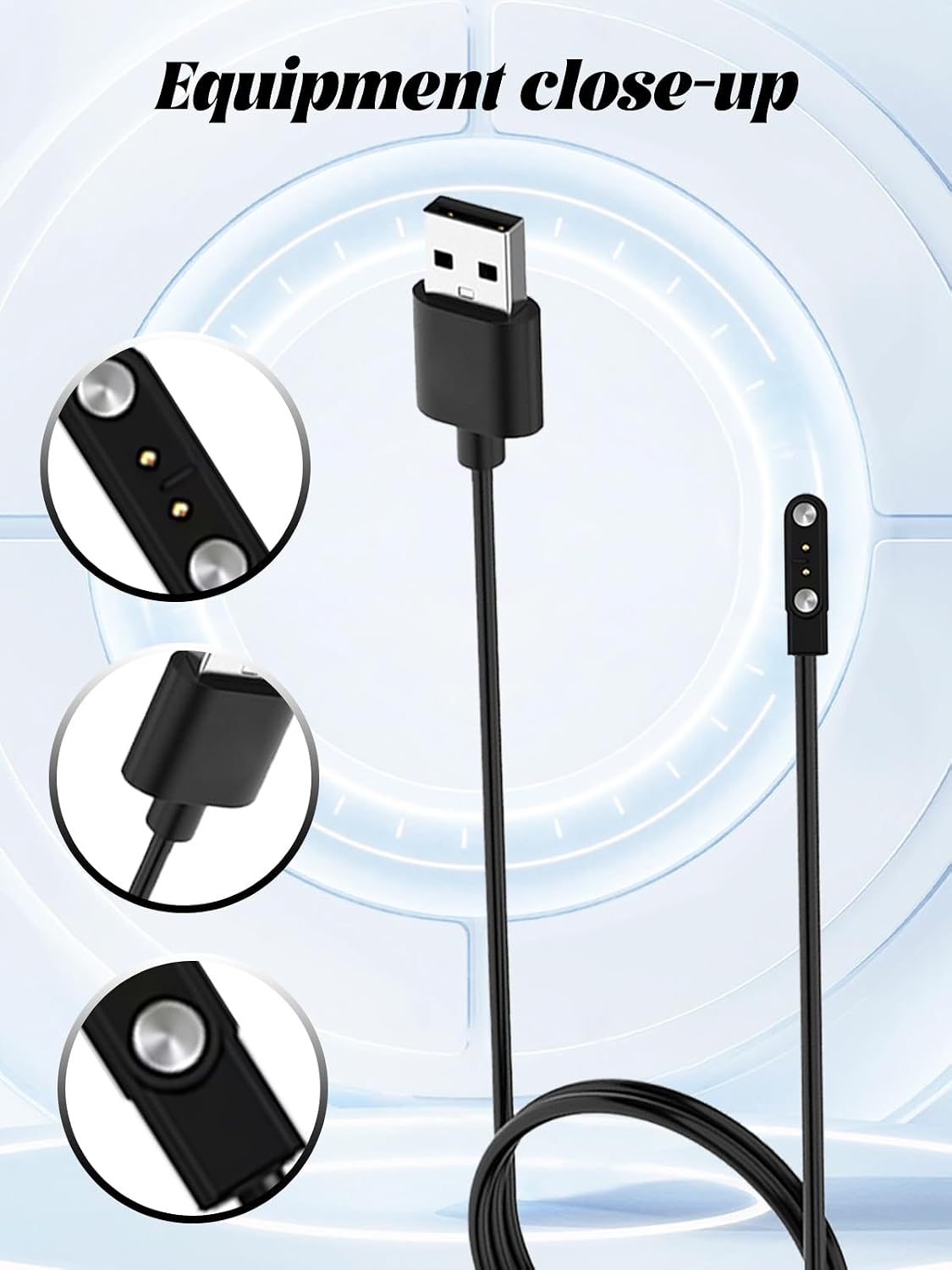 for Mindrose H80 Pro Smart Watches Charging Cable, 3-Layer Safe Charging Protection, Ultra-Soft Flexible Cable, Safe Material(Black+Black) image 4