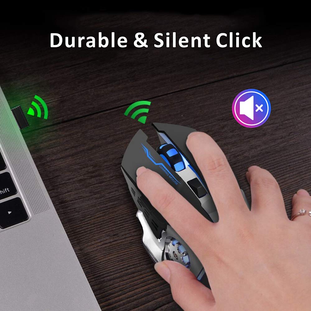 Ratón inalámbrico Q85 para Videojuegos, 2,4 G LED, óptico, silencioso, inalámbrico, con 4 Luces LED, 3 dpi Ajustables, diseño ergonómico, Reposo automático