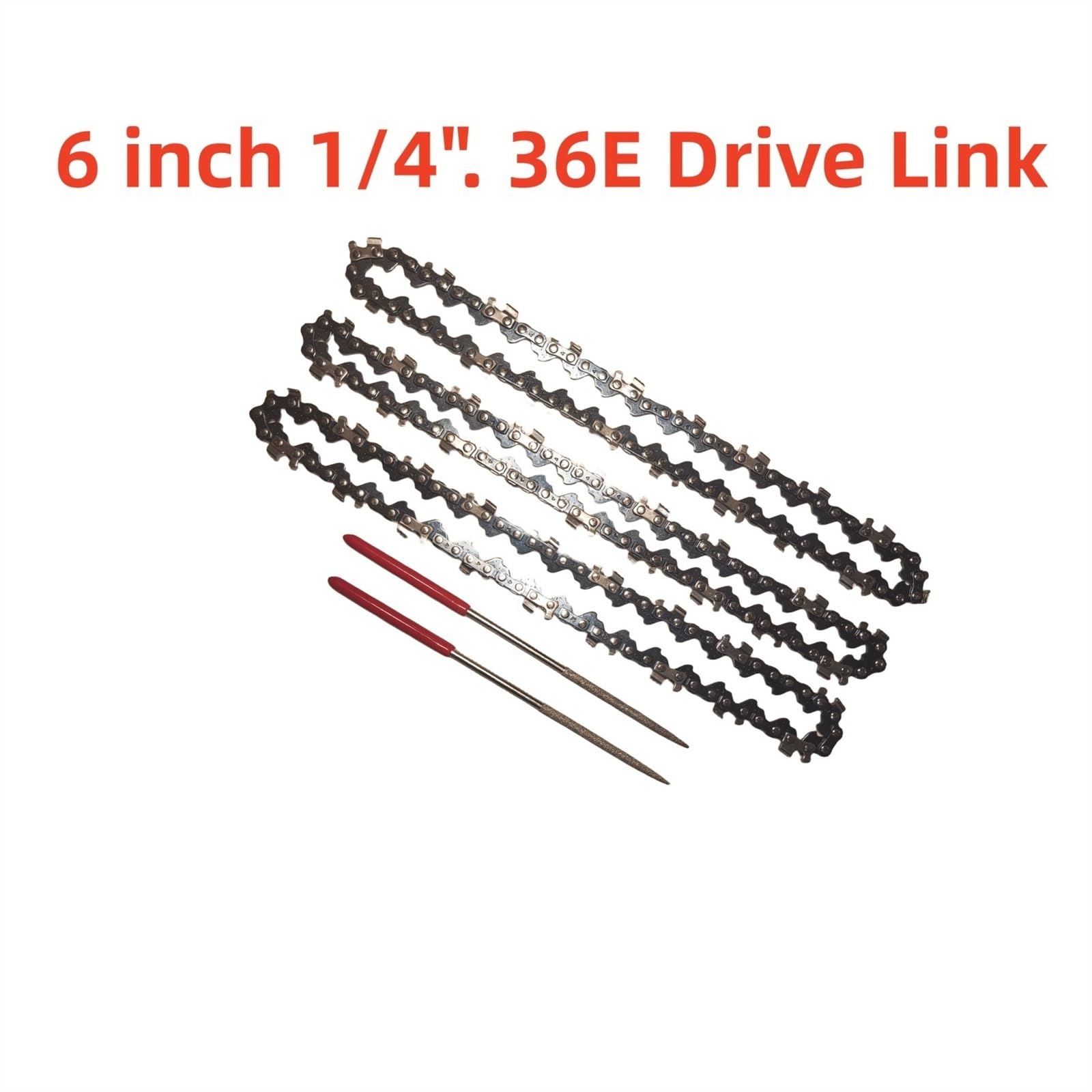 ByoBLu 3pcs 6-inch Mini Saw Chain 1/4 inch; Pitch 043inch; Gauge 36DL Chainsaw Chains with 2 files