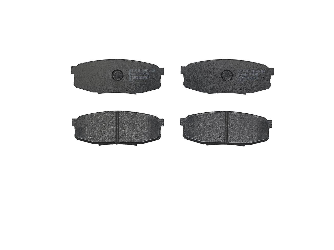 Brembo P 83 098 Bremsbelagsatz (4-teilig) für Scheibenbremse – ECE-R90 konform, OE-Qualität, WVA 24653, OE-Bremsanlage Advics ohne Verschleißanzeiger