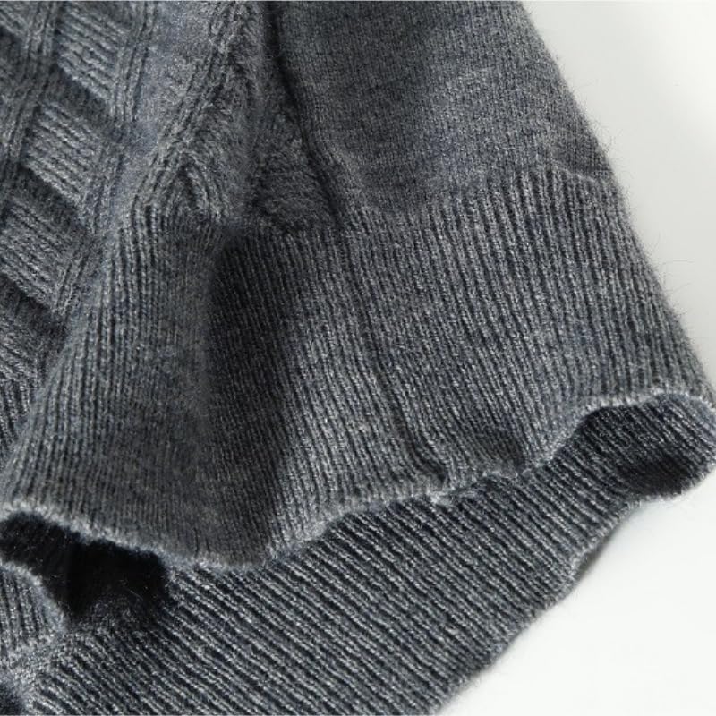 Knitted Sweater Long Sleeved Men's Half High Neck Zipper Solid Color Men Pullover Sweater