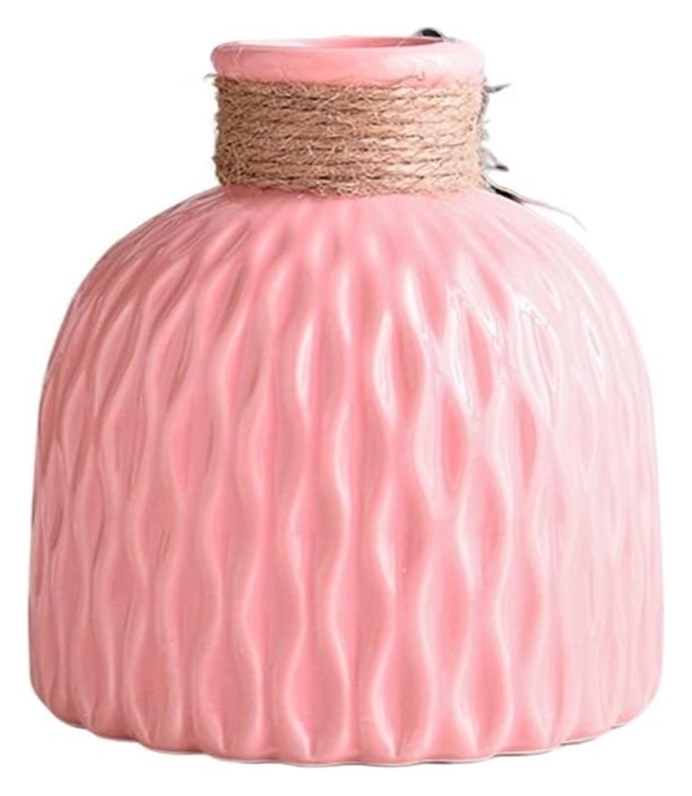 Bzgpmfud Pink Vase Desktop For Living Room Water Corrugated Plastic Flower Arrangement Pot Imitation Porcelain Ware Decoration Furnishings Vases(Pink)