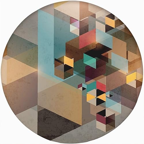 Vista 60 de Mantel redondo abstracto ajustado con borde elástico, estampado de flores, estampado tradicional, de poliéster, se adapta a mesa redonda de 36