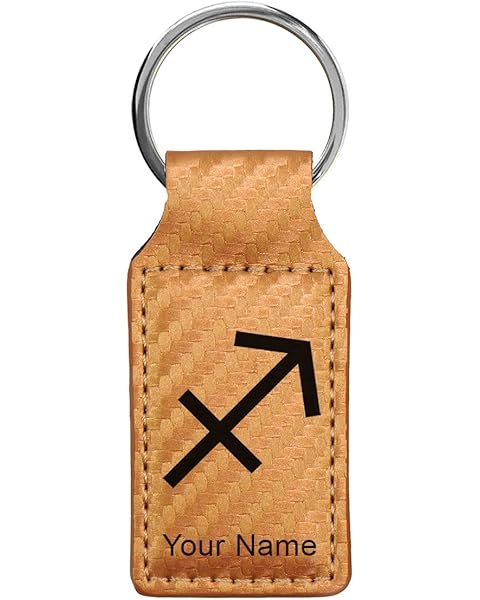 LaserGram Rectangle Keychain, Zodiac Sign Sagittarius, Personalized Engraving Included