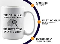 Vista 5 de Taza de café detective de 15 onzas, color blanco