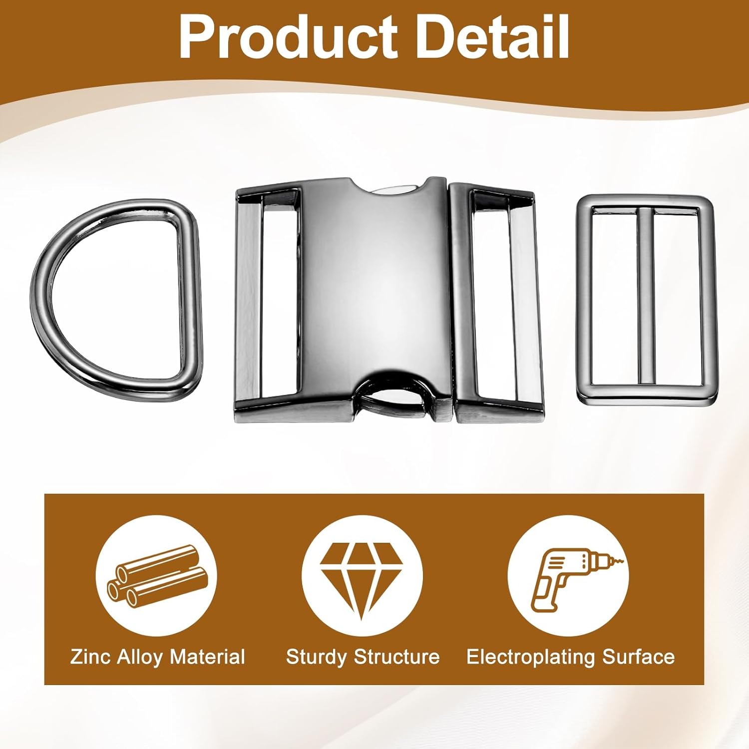 HARFINGTON Metal Side Release Buckles Adjustable Quick Release Buckle with Tri-Glide Sliders D Rings for Nylon Strap Backpack - Image 3