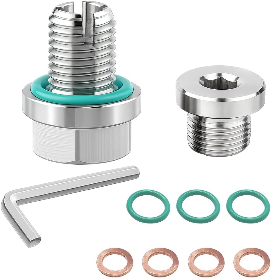 M12 X 1.5 Car Oversize Piggyback Oil Drain Plug, Stainless Steel Vehicle Self Tapping Oil Pan Thread Kit with O-Ring, Automotive Repair Accessories, Universal for SUV RV Truck