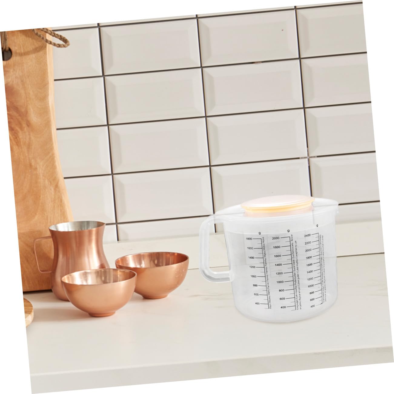 Zerodeko 2 piezas Jarra Medidora de Plástico con Tapa Antisalpicaduras Clara para y Taza Medidora Grande para Repostería y Uso Doméstico
